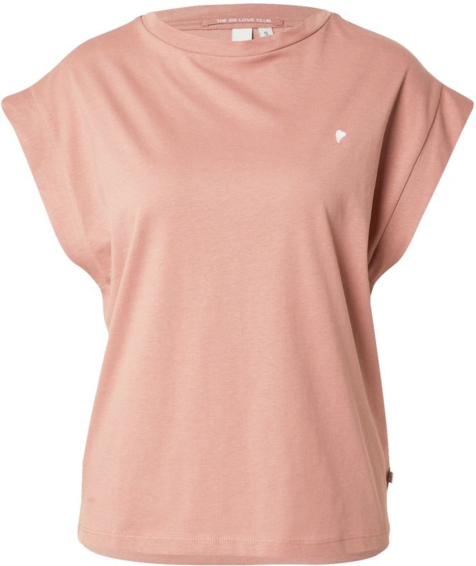 QS - Shirt - Oudroze - Jersey - Kwartmouw - Normale Pasvorm