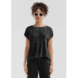 QS - Shirt - Antraciet/Zwart - Raglanmouwen - Ronde Hals - Losse Pasvorm