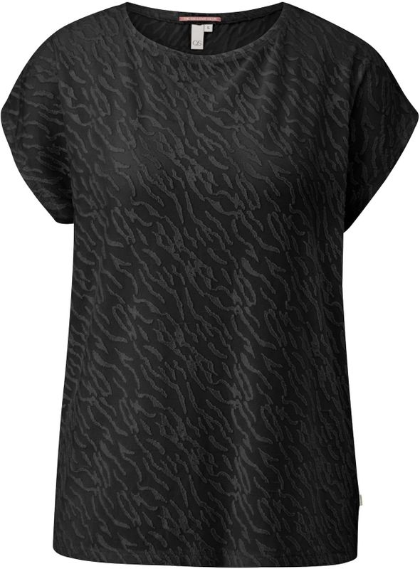 QS - Shirt - Antraciet/Zwart - Raglanmouwen - Ronde Hals - Losse Pasvorm