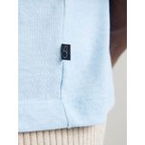 QS - Shirt - Pastelblauw - Kwartmouw - Ronde Hals - Effen