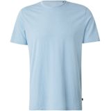 QS - Shirt - Pastelblauw - Kwartmouw - Ronde Hals - Effen