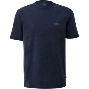 QS - Shirt - Donkerblauw - Kwartmouw - Ronde Hals - Normale Pasvorm