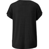 QS - Shirt - Zwart - V-hals - Kwartmouw - Normale Pasvorm