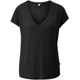 QS - Shirt - Zwart - V-hals - Kwartmouw - Normale Pasvorm