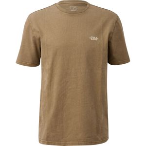 QS - Shirt - Crème / Lichtbruin - Ronde Hals - Kwartmouw