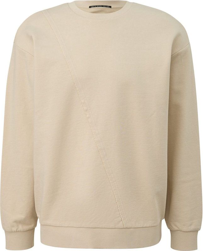 QS - Sweatshirt - Lichtbeige - Effen - Lange Mouw