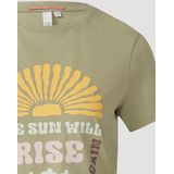 QS - Shirt - Kiwi - Gemengde Kleuren - Kwartmouw - Ronde Hals