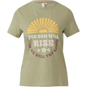 QS - Shirt - Kiwi - Gemengde Kleuren - Kwartmouw - Ronde Hals