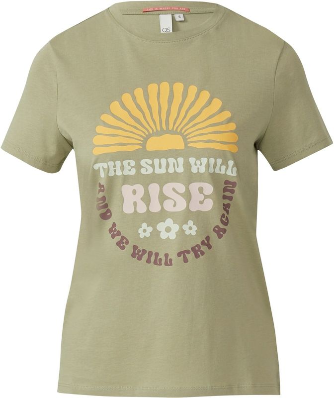 QS - Shirt - Kiwi - Gemengde Kleuren - Kwartmouw - Ronde Hals