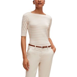 Kleur - Beige White - Bikini - Slim Fit Met Contraststrepen