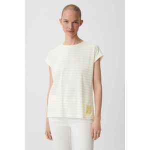 Comma Casual Identity Gestreept T-shirt Geel/Wit