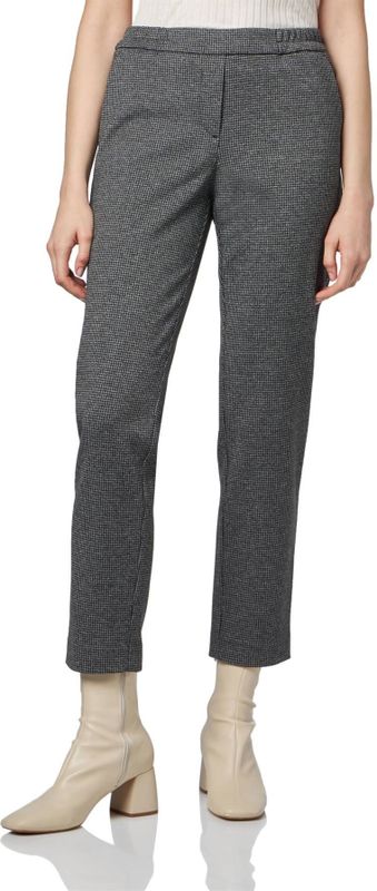 Comma Straight Fit Pantalon met Pied-de-poule Zwart/Grijs