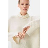 Comma Fijngebreide Trui met Wol Ecru