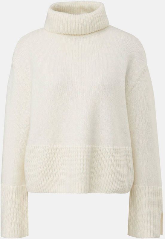 Comma Fijngebreide Trui met Wol Ecru