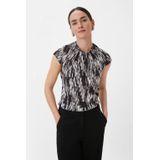 Comma Blousetop met Ruches Grijs/Zwart