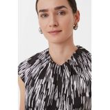 Comma Blousetop met Ruches Grijs/Zwart