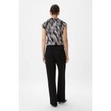 Comma Blousetop met Ruches Grijs/Zwart