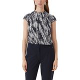 Comma Blousetop met Ruches Grijs/Zwart