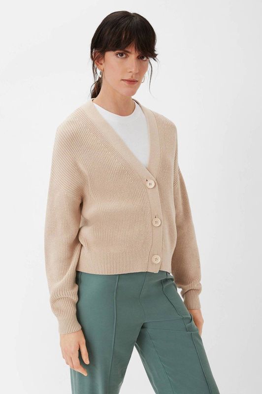 Comma Casual Identity Ribgebreid Vest Beige