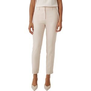 Comma - Slim-Fit Plooibroek - Beige - Polyester, Viscose, Elastane