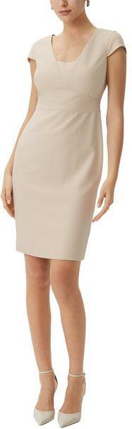 comma - Kokerjurk - Elegant - Met Kapmouwtjes - Getailleerd Silhouet