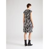 Comma A-lijn Jurk met All Over Print en Ceintuur Zwart/Grijs