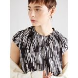 Comma A-lijn Jurk met All Over Print en Ceintuur Zwart/Grijs