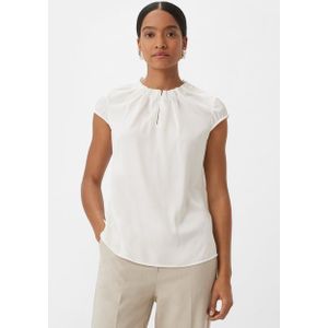 Comma Kurzarmbluse Satinbluse mit Raffung Raffung
