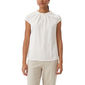 Blouse - Effen - Satijn - Normale Pasvorm - Kwartmouw