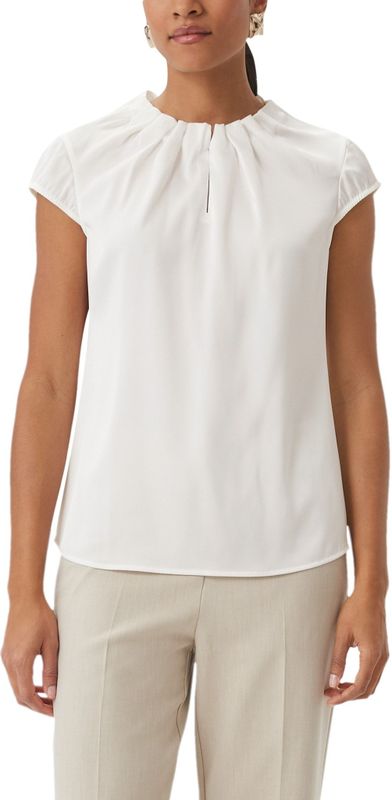 Blouse - Effen - Satijn - Normale Pasvorm - Kwartmouw