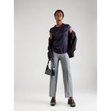 Comma - Satijnen Blouse - Blauw - Met Rimpeling Aan De Hals