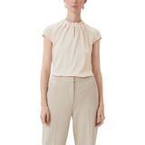 Comma - Satijnen Blouse - Plooien - Zwart - 100% Polyester