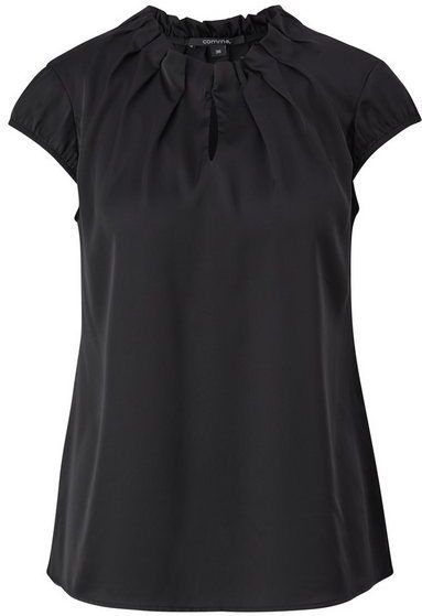 Comma Blousetop met Plooien Zwart