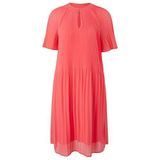 COMMA - Jurk - Koraal - Gevoerde Zoom - Ronde Hals - Knielengte - Normale Pasvorm