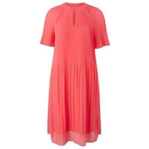 COMMA - Jurk - Koraal - Gevoerde Zoom - Ronde Hals - Knielengte - Normale Pasvorm