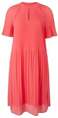 COMMA - Jurk - Koraal - Gevoerde Zoom - Ronde Hals - Knielengte - Normale Pasvorm