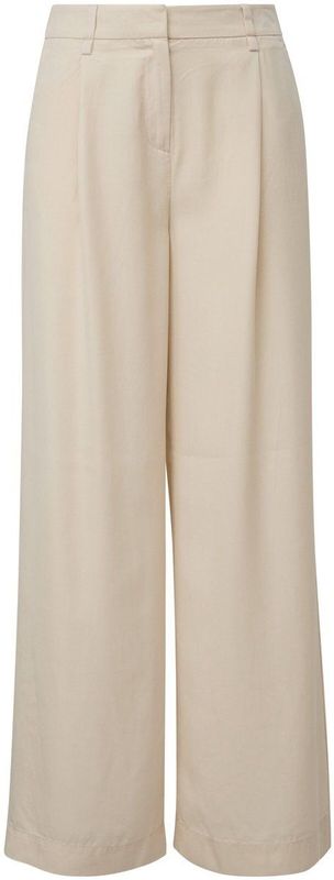 Bandplooibroek - Effen - Lyocell - Gevoerde Zoom - Wide Leg - Mid Waist