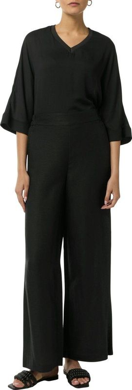 COMMA - Broek - Zwart - Wide Leg - Mid Waist - Gevoerde Zoom