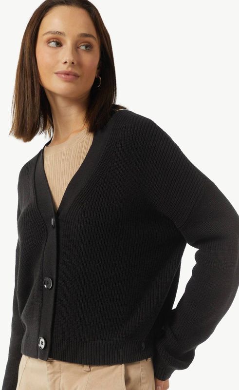 Gebreid Vest - Effen - V-hals - Lange Mouw - Losse Pasvorm