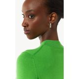 Gebreide Trui - Effen - Knitwear - Opstaande Kraag - Halve Mouw