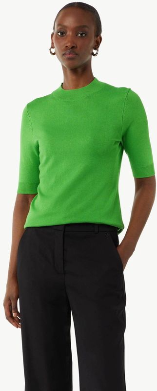 Gebreide Trui - Effen - Knitwear - Opstaande Kraag - Halve Mouw