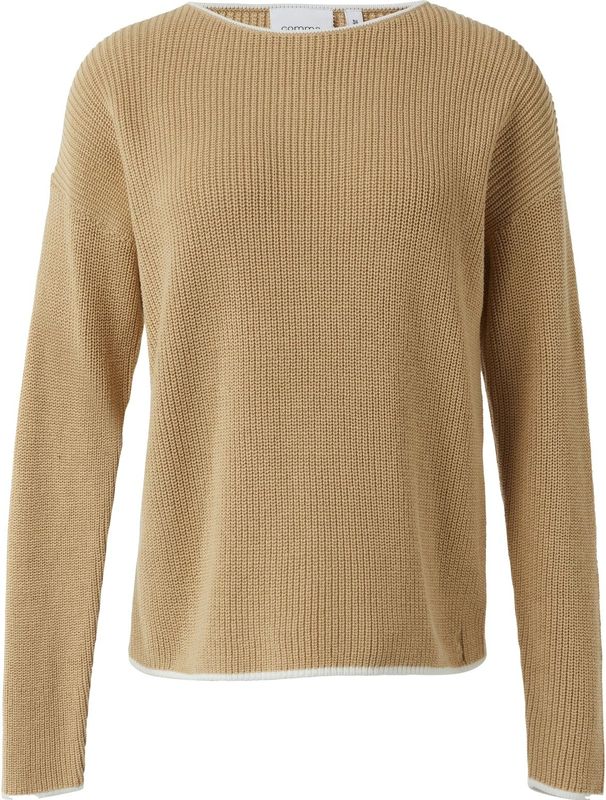 comma casual identity - Trui - Sand - Effen - Lange Mouw