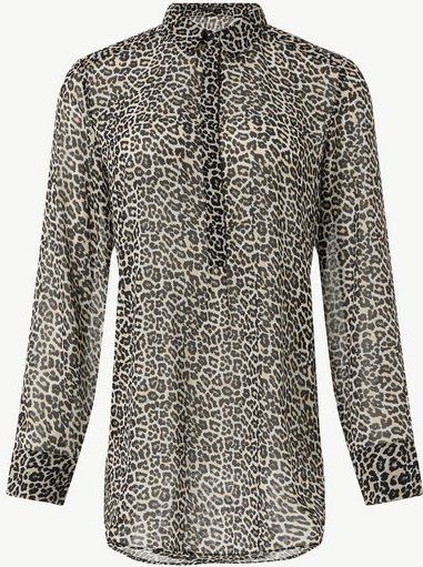 Blouse - Dierenprint - Chiffon - Lange Mouw - Normale Pasvorm