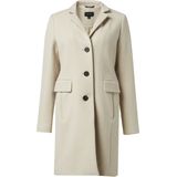 Beige Winterjas - Wol-Look - Reverskraag - Opgestikte Zakken - 3-Knoopsmodel