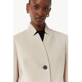 Beige Winterjas - Wol-Look - Reverskraag - Opgestikte Zakken - 3-Knoopsmodel