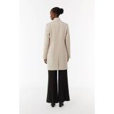 Beige Winterjas - Wol-Look - Reverskraag - Opgestikte Zakken - 3-Knoopsmodel