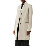 Beige Winterjas - Wol-Look - Reverskraag - Opgestikte Zakken - 3-Knoopsmodel