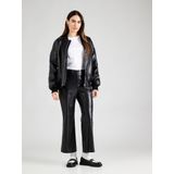 COMMA - Broek - Zwart - Imitatieleder - Flared, High Waist, 7/8 Lengte