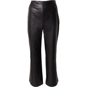COMMA - Broek - Zwart - Imitatieleder - Flared, High Waist, 7/8 Lengte