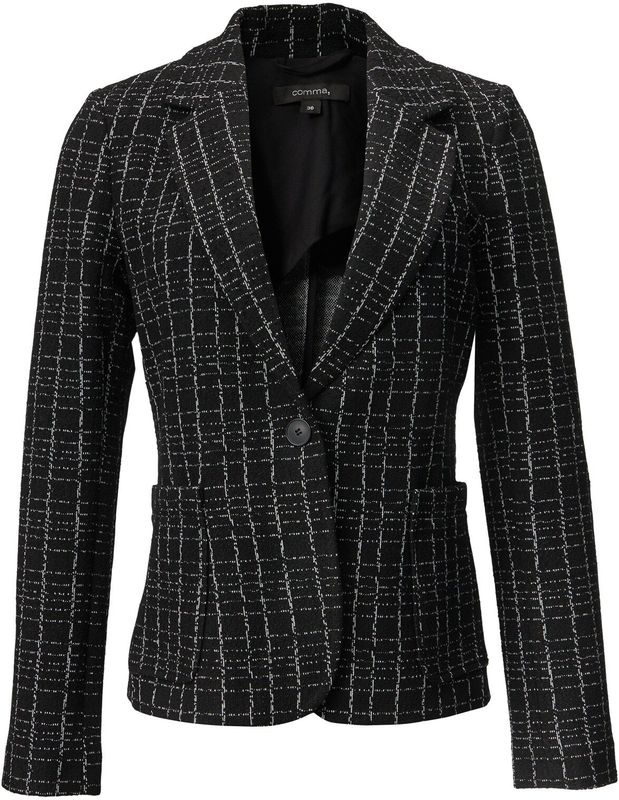 COMMA - Blazers - Zwart/Wit - Geruit - Lange Mouw - Normale Pasvorm